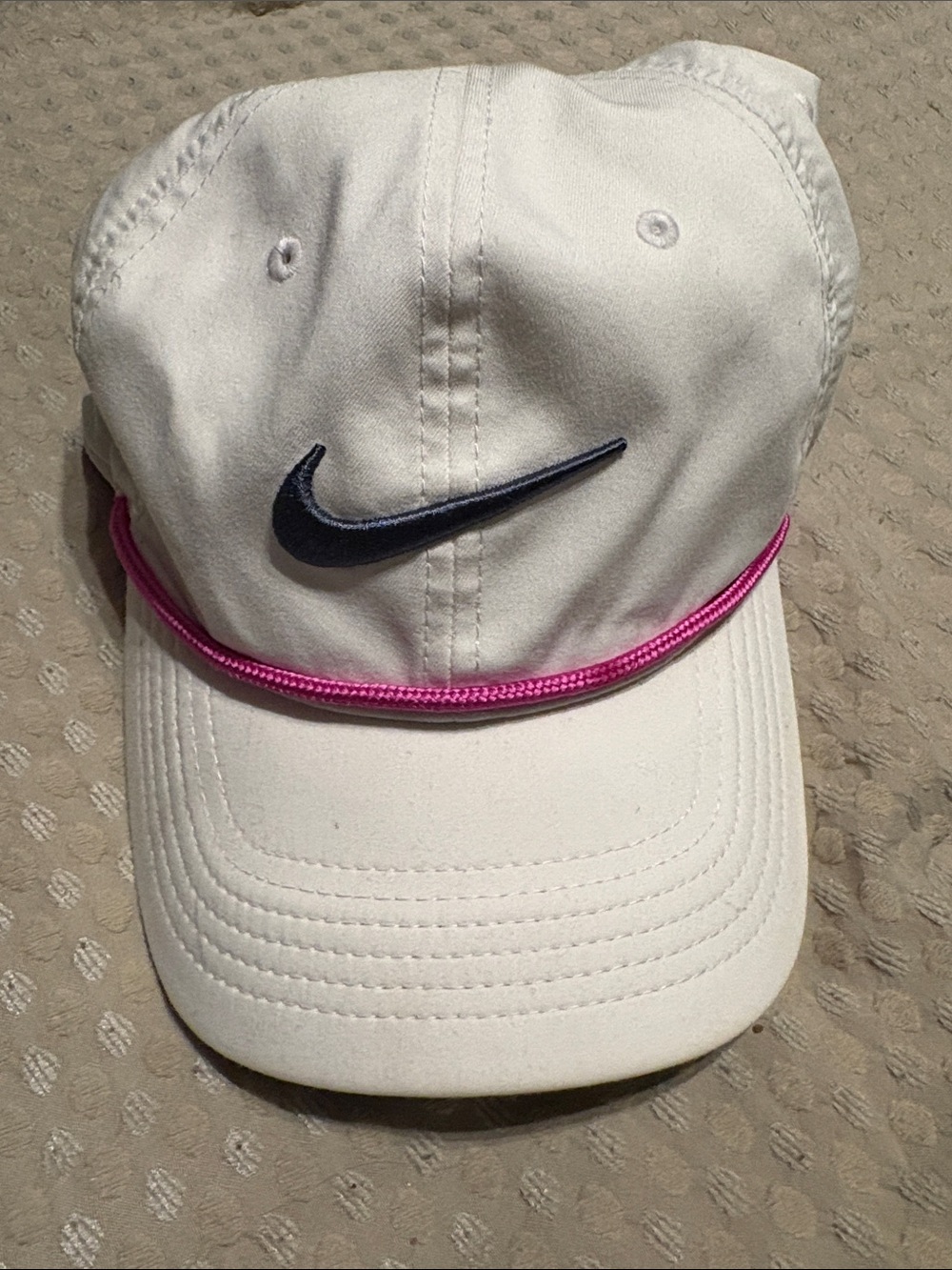 Nike  White Hat with Pink Trim and Navy Swoosh